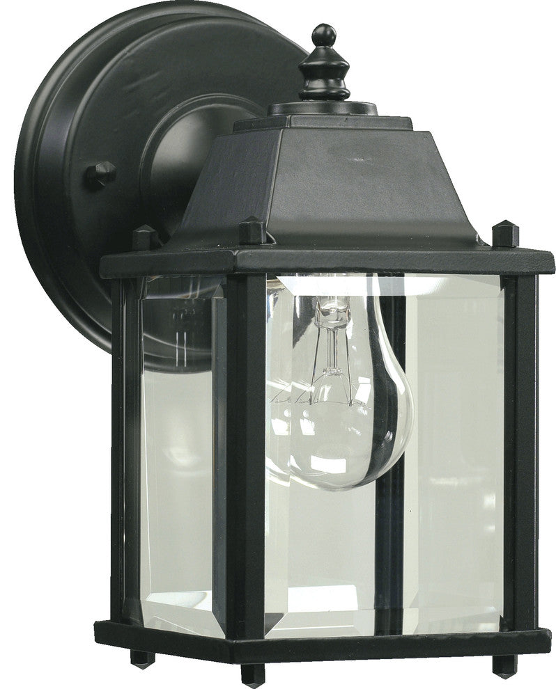 1-Light Cast Alum Box Lantern Wall Mount, Black