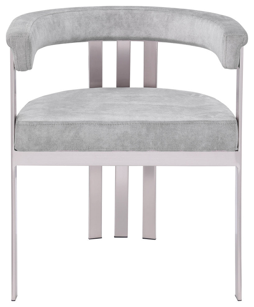 Marcello Upholstered Dining Chair (Set of 2), Grey, Velvet, Chrome Finish