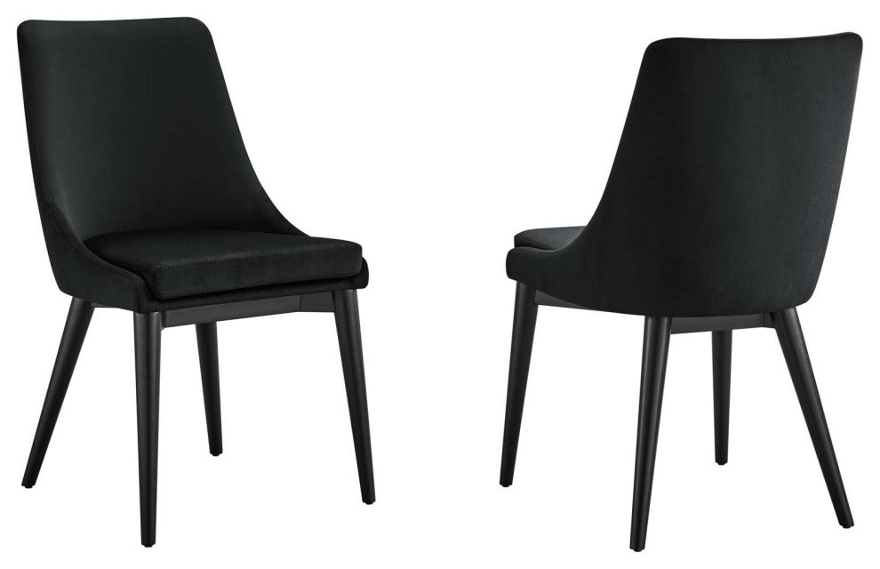 Viscount Accent Performance Velvet Dining Chairs, Set of 2, Black