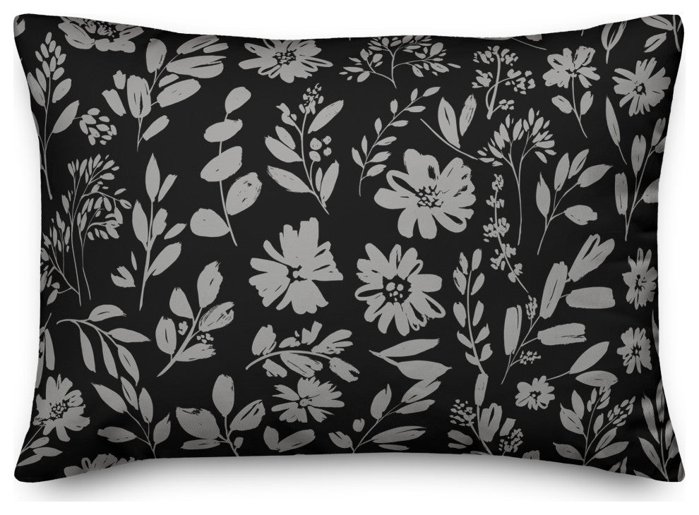 Monochromatic Florals 14x20 Spun Poly Pillow