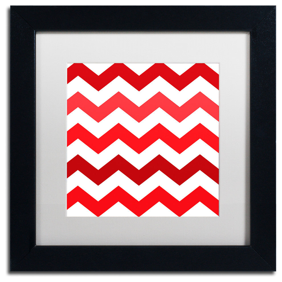 Color Bakery 'Xmas Chevron 2' Matted Framed Art, Black Frame, White Mat, 11x11