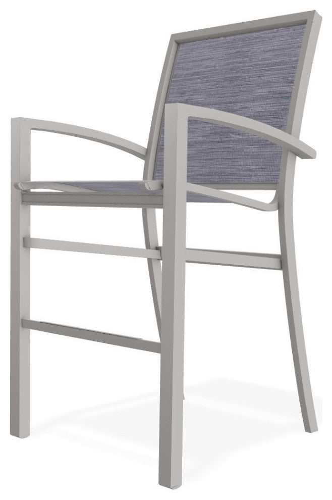 Kendall Sling Bar Height Stackable Outdoor Stool, Brooks/Warm Gray