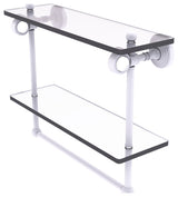 Pacific Grove 16" Double Glass Shelf with Towel Bar, Matte White