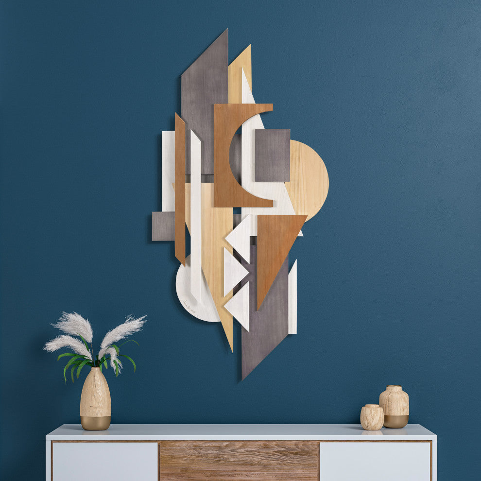 "Moonlit Mist" Hand Made Wood Abstracts Wall Art, Ap-106b-4824-07