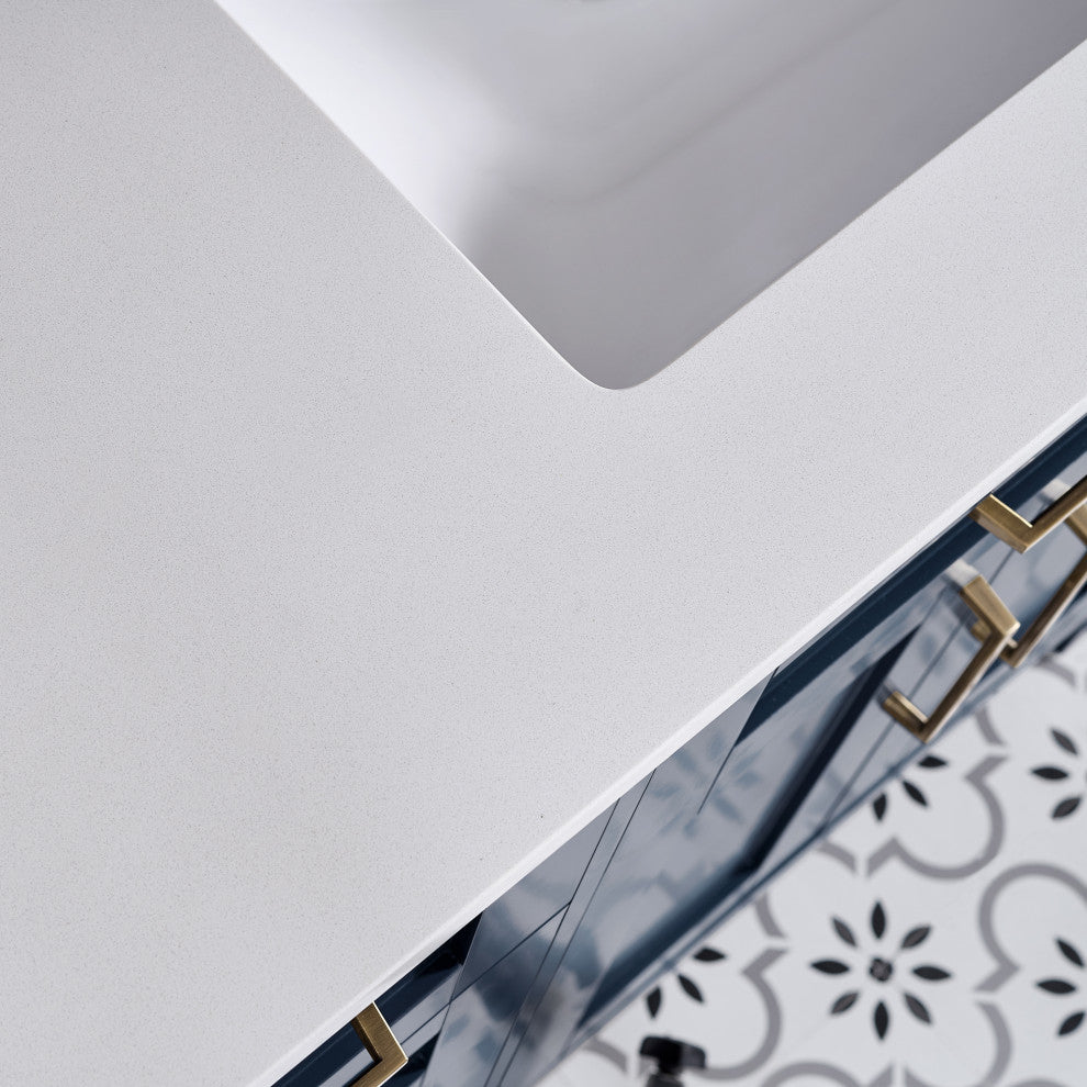 OVE Decors Tahoe Vanity, Midnight Blue With White Cultured Marble Top, 60"