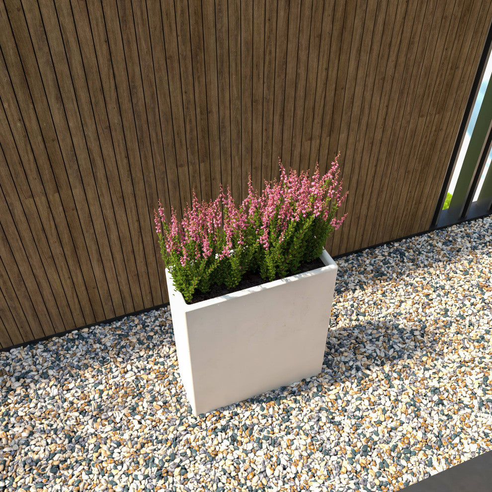 Thistle Rectangular Fiberstone and MGO Clay Planter, 28 Inch