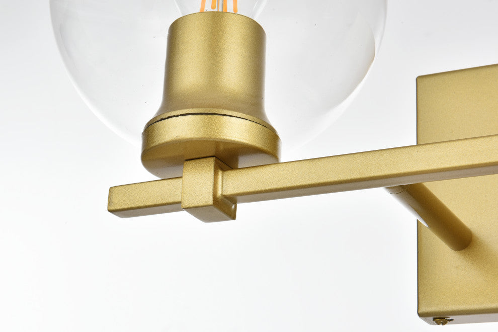 2 Light Brass And Clear Bath Sconce