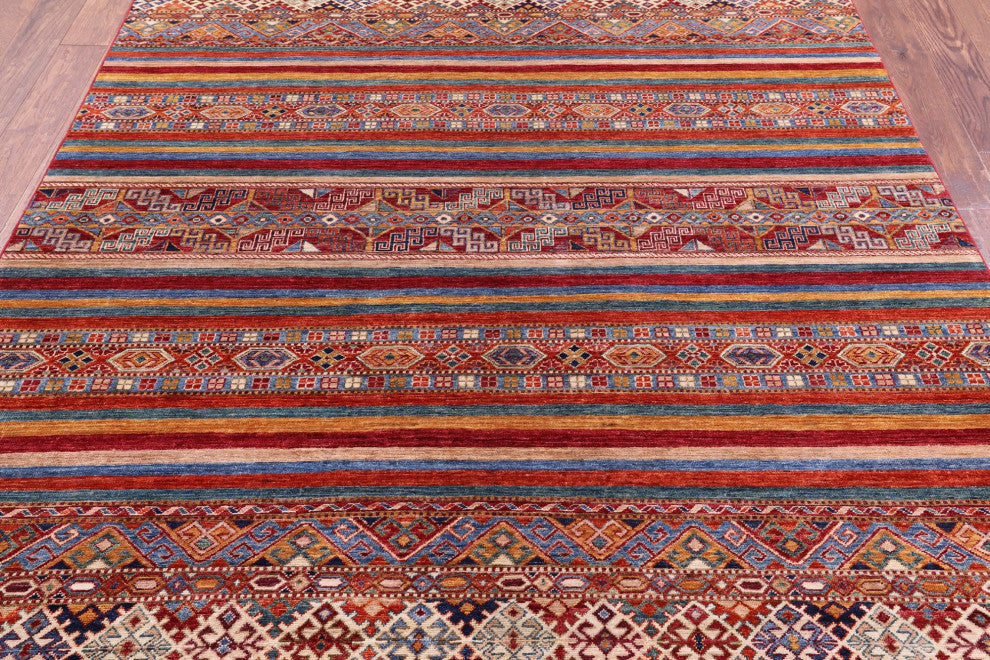 6' 8" X 8' 3" Super Kazak Khorjin Hand-Knotted Wool Rug Q10757