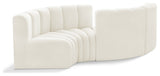 Arc Velvet Upholstered 4-Pc. Facing Modular Sectional, Cream
