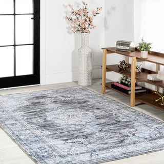 Bausch Distressed Chenille Washable Dark Gray/Blue 5 ft. x 8 ft. Area Rug
