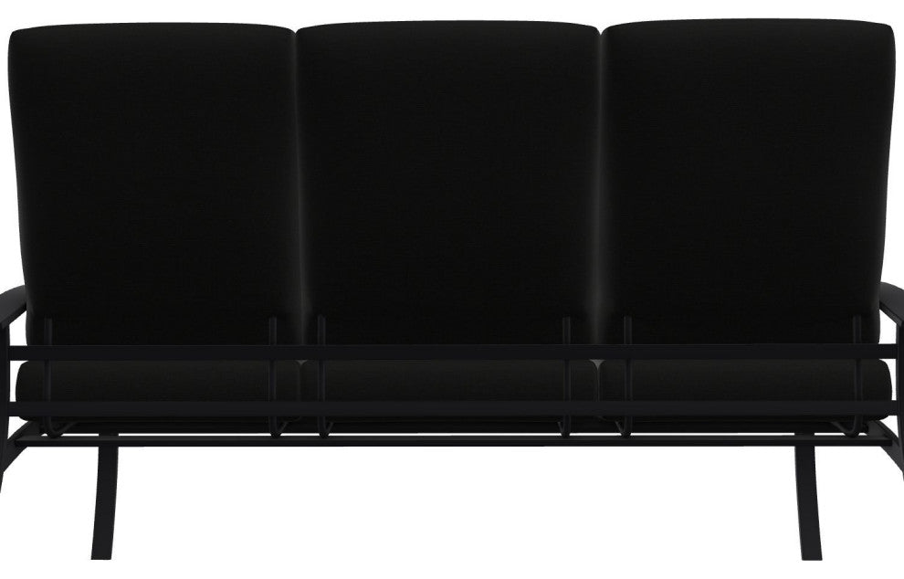 Belle Isle Cushion 3-Seat Outdoor Sofa, Black/Black