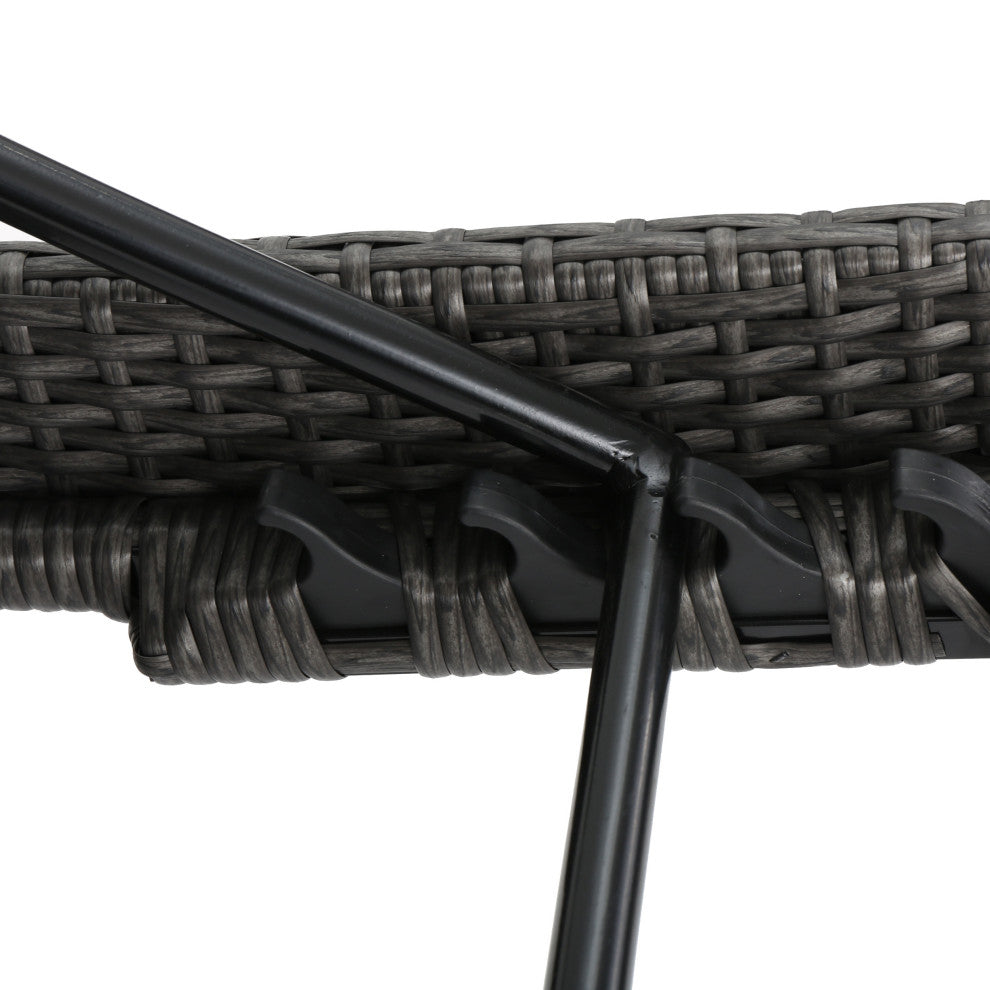 GDF Studio Soleil Outdoor Gray Wicker Arm Chaise Lounges, Set of 2
