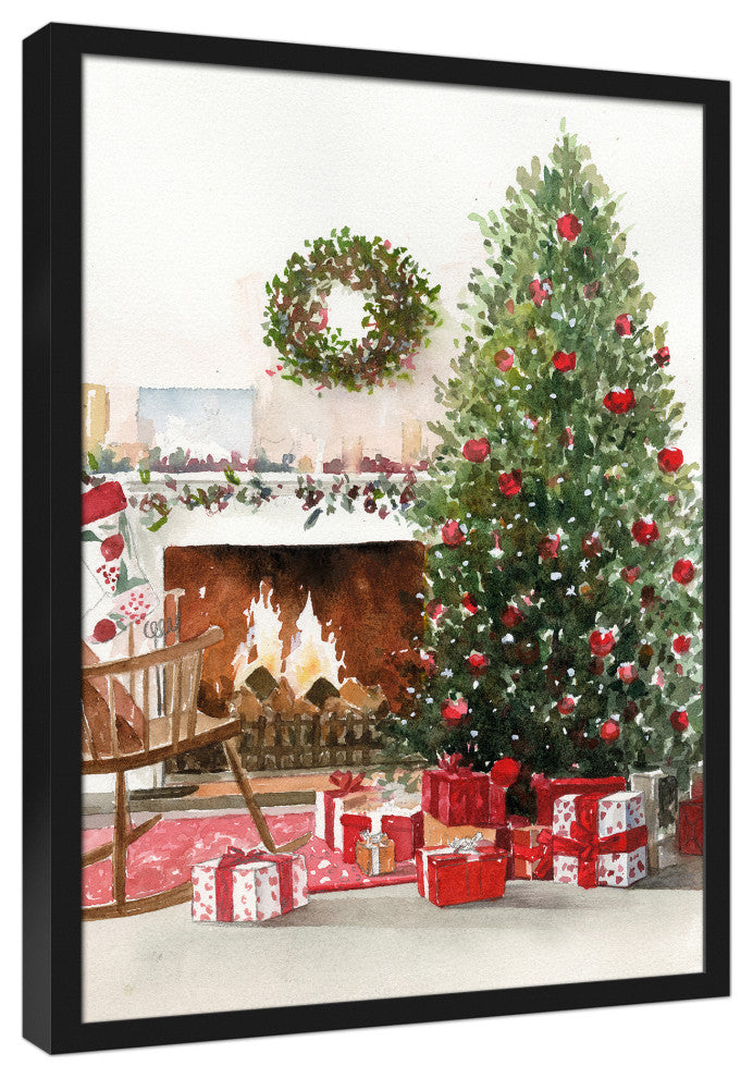 Christmas Morning 21.73x31.73 Black Framed Canvas