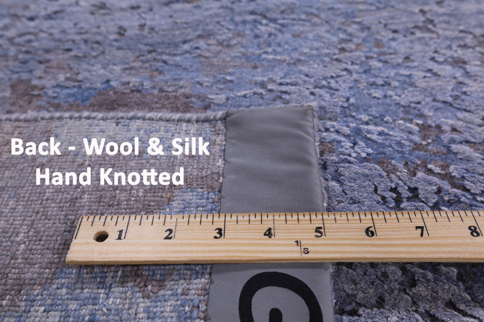 9' 0" X 12' 4" Wool and Silk Hand Knotted Abstract Rug Q9037