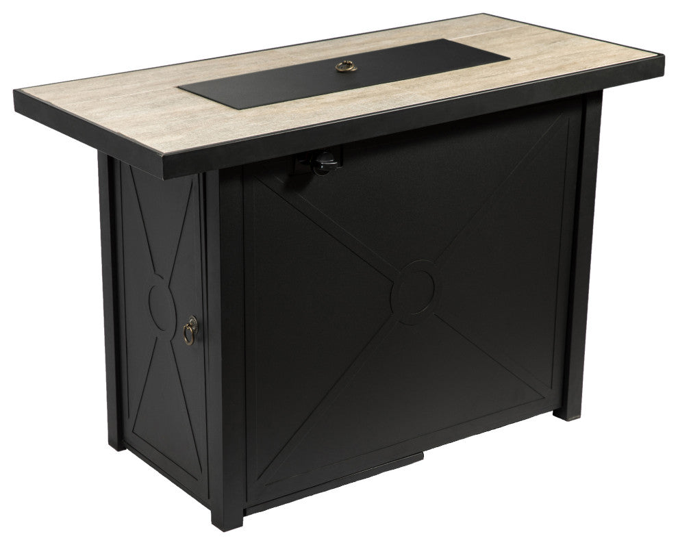 Outdoor Rectangular Propane Ceramic Fire Pit