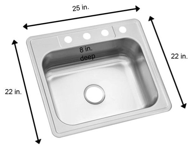 25" Stainless Steel Single Bowl Kitchen Sink and Faucet Set, Stainless Steel