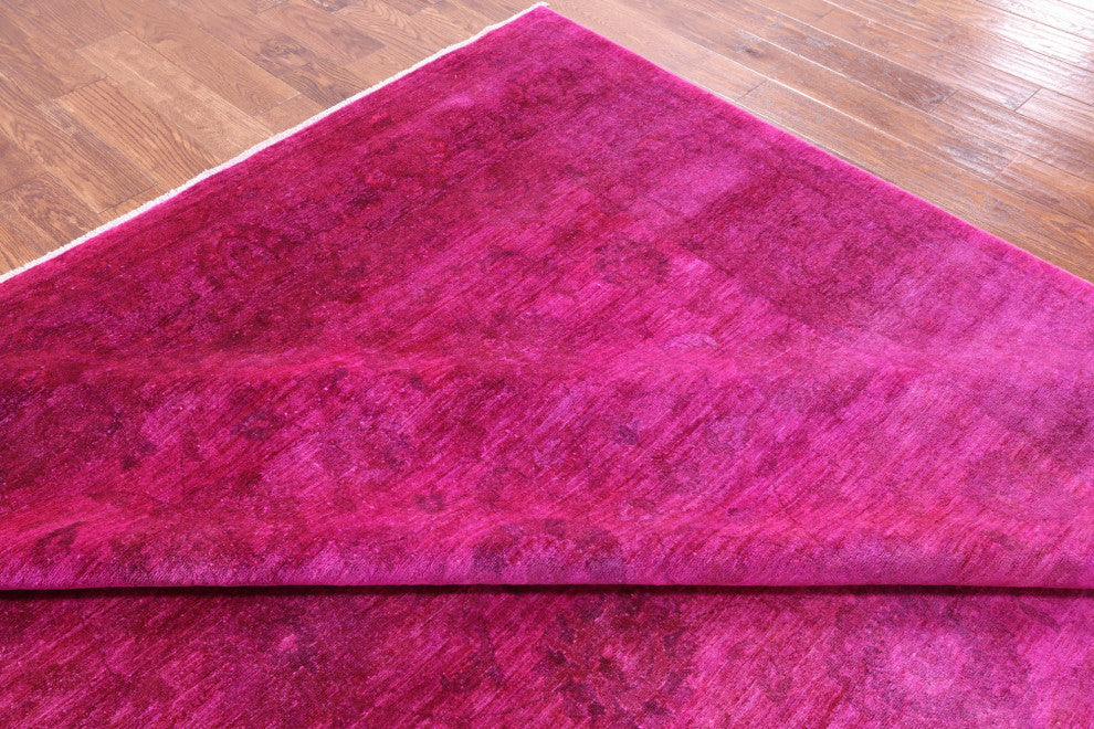 9' 1" X 11' 7" Overdyed Full Pile Handmade Wool Rug - Q12857