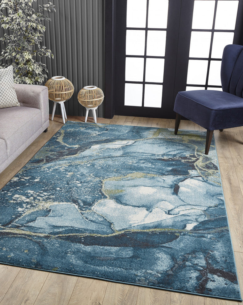 8"x11" Blue Sage Abstract Stone Modern Area Rug