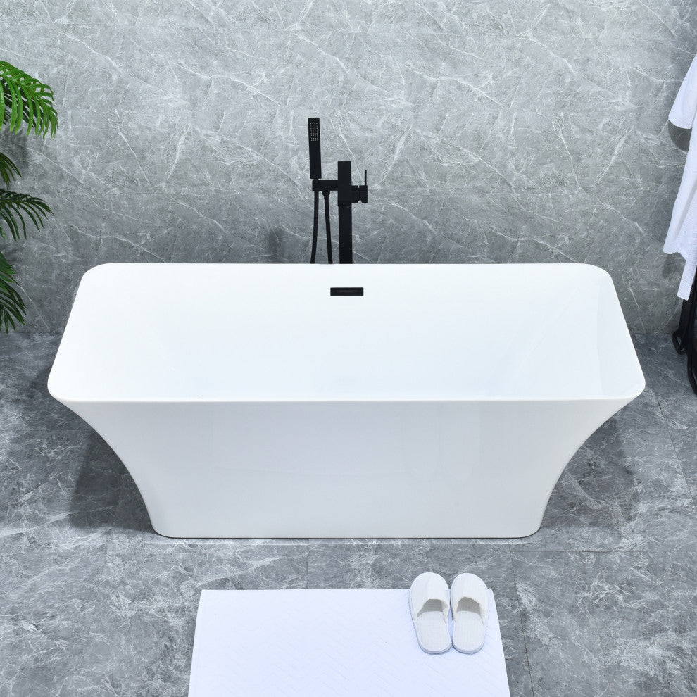 Campia Single Lever Handle Floor Mounted Tub Filler With Handshower, Matte Black