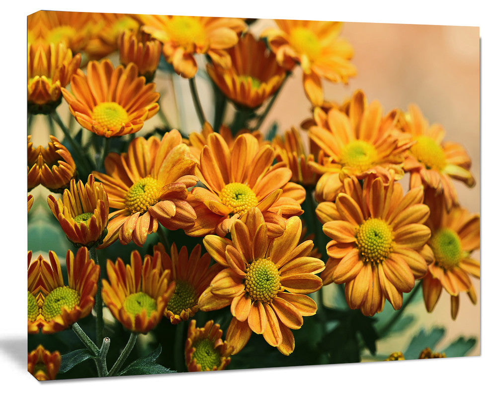 Bright Yellow Flowers in Garden, Floral Canvas Art Print, 20"x12"