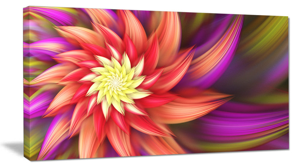 Large Red Purple Alien Flower, Large Floral Canvas Art Print, 60"x28"