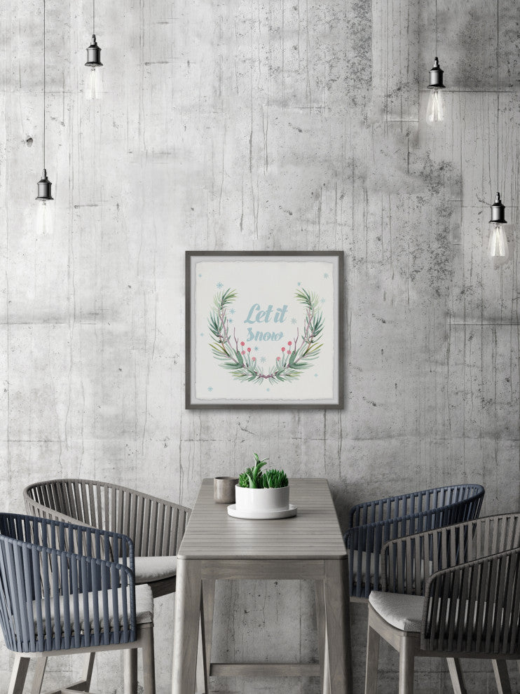 "Let It Snow Wreath" Framed Painting Print, 32x32
