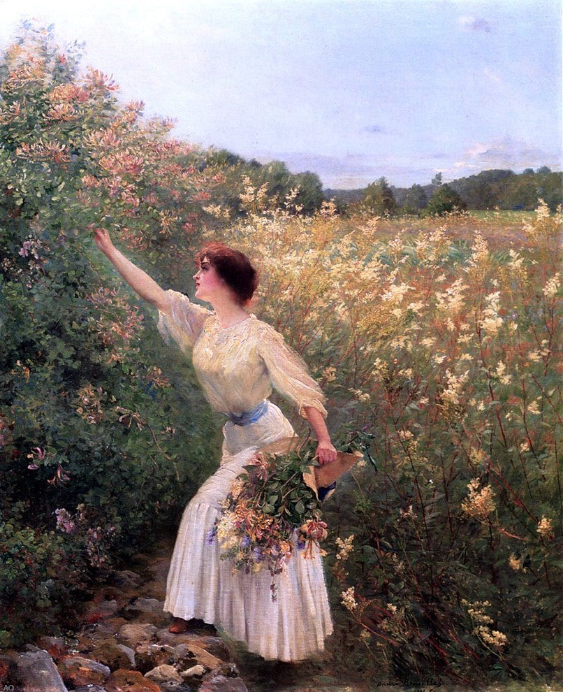 Pierre Andre Brouillet Picking Flowers, 20"x25" Wall Decal Print