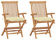 Vidaxl Garden Chairs With Cream White Cushions 2-Piece Set Solid Teak Wood