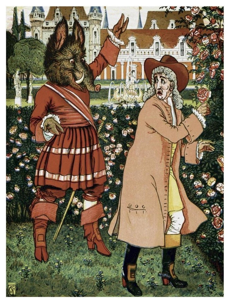 "Beauty and the Beast - The Beast in Red" Paper Print by Walter Crane, 32"x42"
