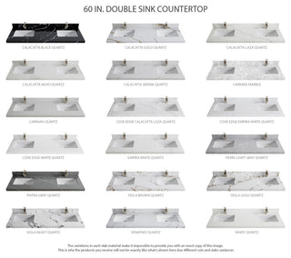 Cambridge 60 Double Bathroom Vanity in White 1.5" Empira Quartz