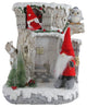 17.5" LED House With Red Gnome Couple Christmas Decoration