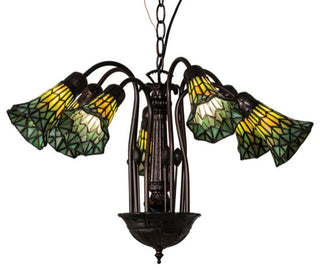 24 Wide Tiffany Pond Lily 7 Light Chandelier
