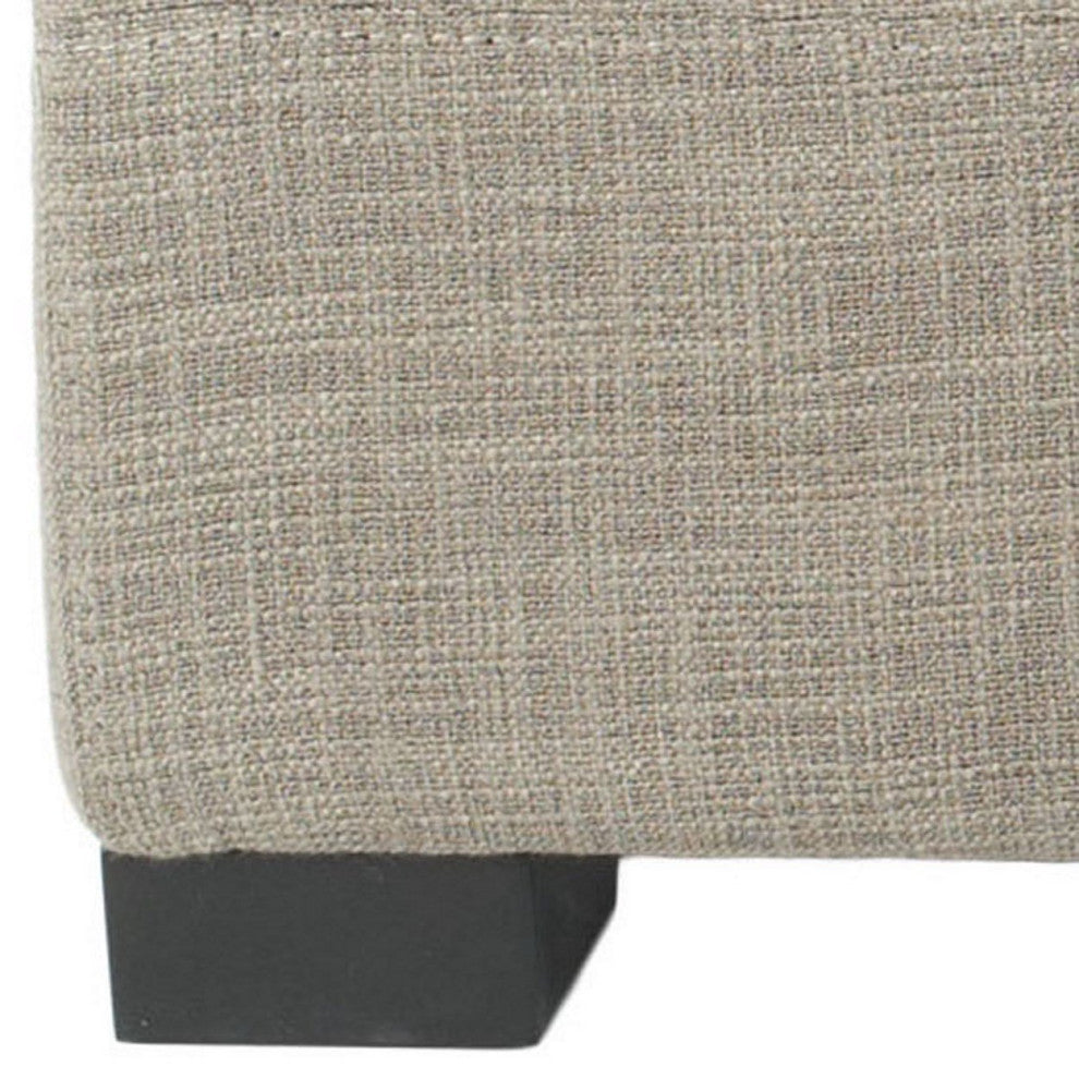 Large Storage Ottoman, Birch Wood Frame & Ample Inner Space, Stone Fabric