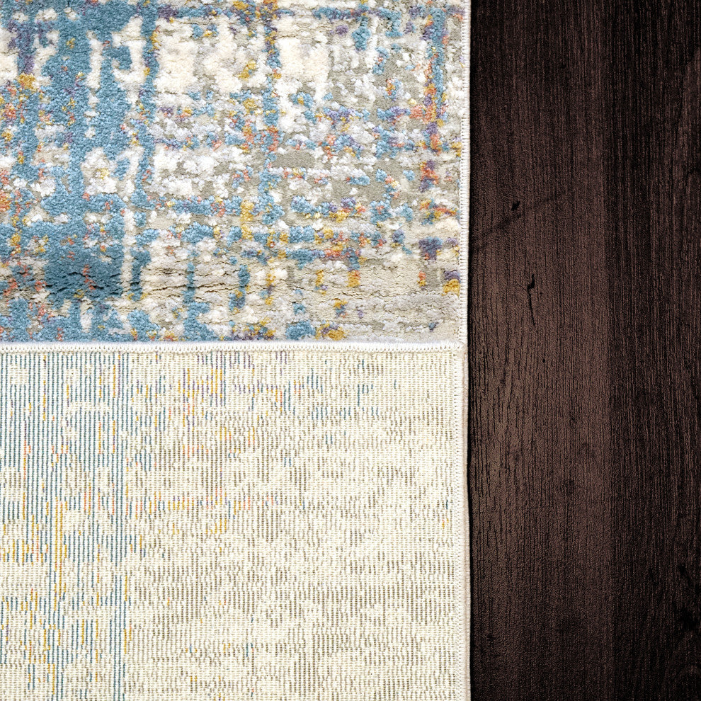 Valley Modern Area Rug, Gray/Blue, 6'7"X9'6"