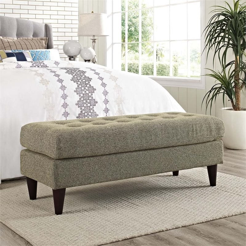 Modern Oatmeal Empress Upholstered Fabric Bench
