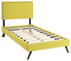 Modway Phoebe Twin Fabric Platform Bed With Round Splayed Legs, Sunny