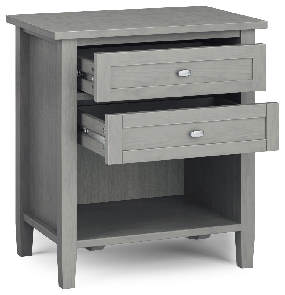 Warm Shaker Solid Wood Bedside Table, Fog Grey