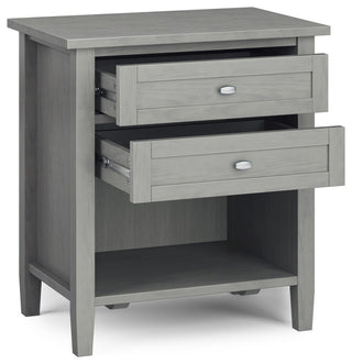 Warm Shaker Solid Wood Bedside Table, Fog Grey