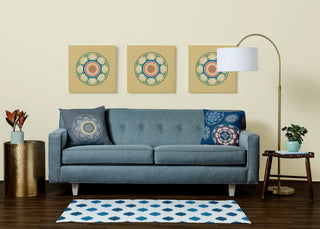 Ikat Dot Stripes Soft Chenille Area Rug, Teal, 3'x5'