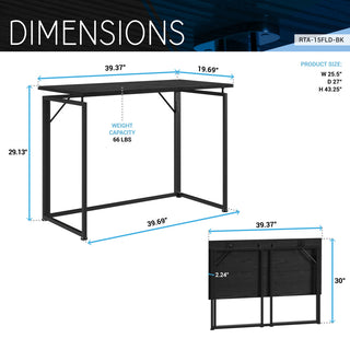 Techni Mobili Space Saving Folding Desk, Black