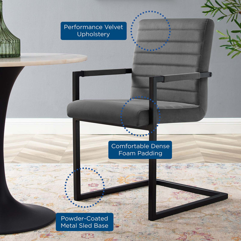 Savoy Performance Velvet Dining Chairs - Set of 2-Gray