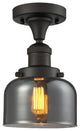 Large Bell 8" Semi-Flush Mount, Oil Rubbed Bronze, Glass: Plated Smoked