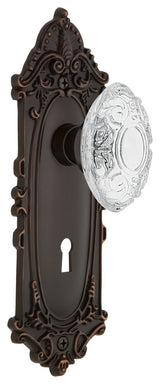 Victorian Plate Single Dummy, Keyhole Crystal Victorian Knob, Timeless Bronze