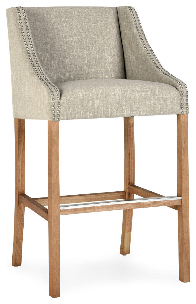 Castaic Stool by Kosas Home, French Beige, Bar Height