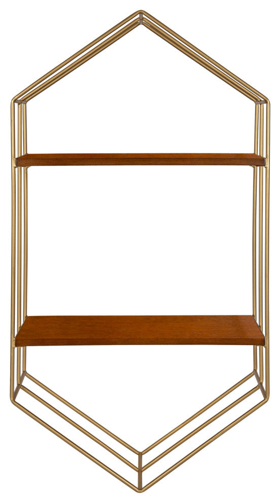 Lora Mid-Century Wall Shelf, Walnut Brown 18x34
