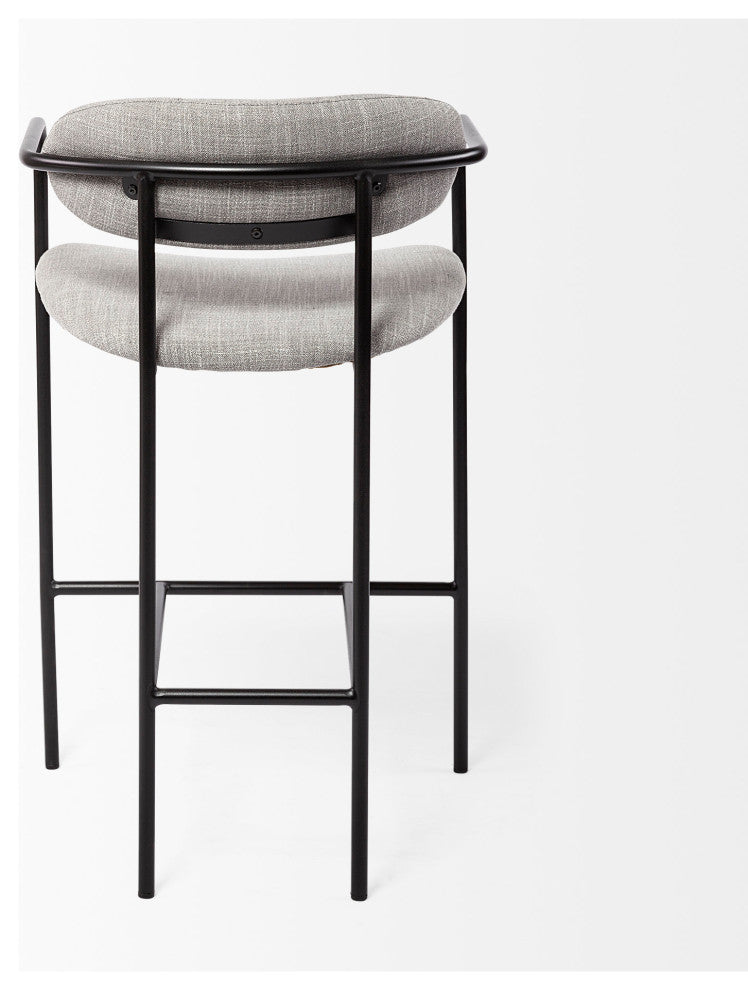 Parker Gray Fabric Seat Black Metal Counter Stool