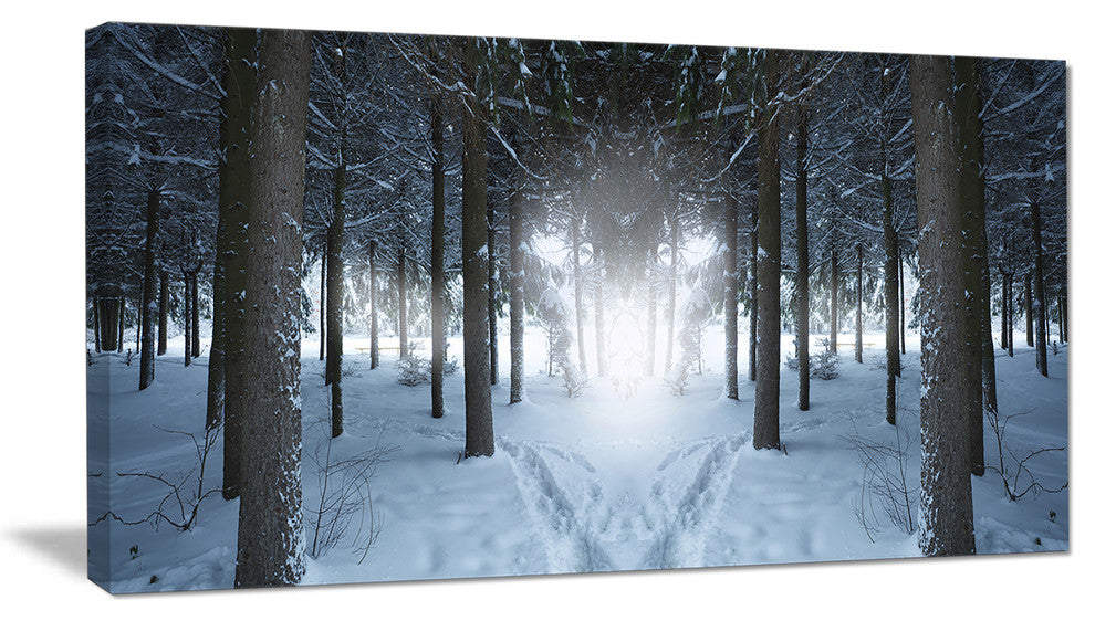 Winter Forest with Dark Woods, Large landscape Canvas Art Print, 60"x28"