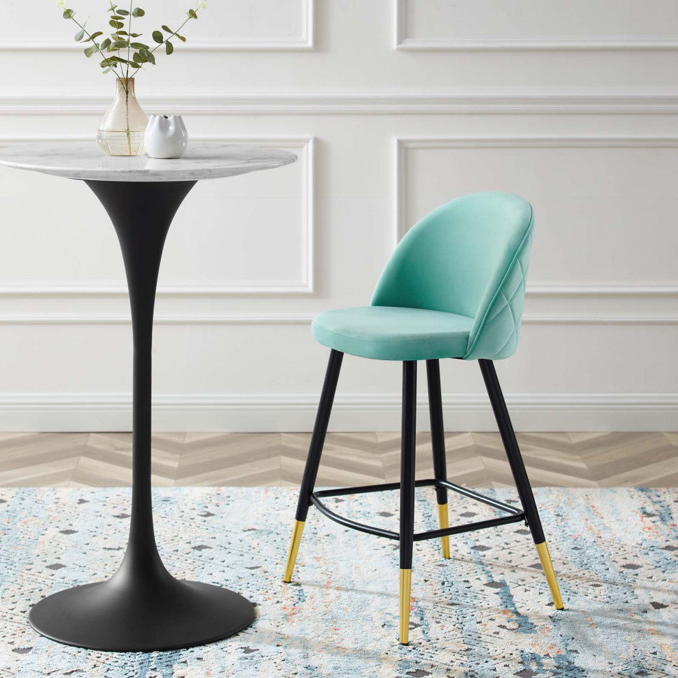 Cordial Performance Velvet Counter Stools Set of 2 Mint
