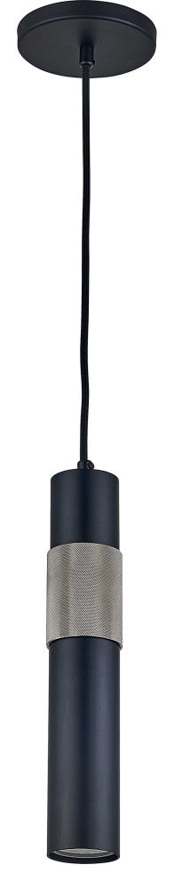 Passwell Modern 1 Light Matte Black Satin Chrome Metal Pendant