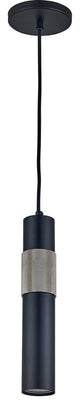 Passwell Modern 1 Light Matte Black Satin Chrome Metal Pendant